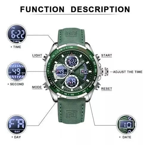 Relógio NAVIFORCE Militar – Cronógrafo Esportivo